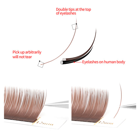 XIUSUZAKI Brown Color Split Tips Ellipse Eyelashes Super Soft Gentle Lashes XIUSUZAKI Brown Color Split Tips Ellipse Eyelashes Super Soft Gentle Lashes