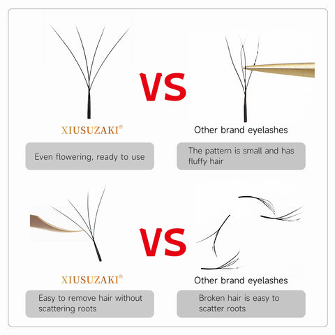 XIUSUZAKI Automatic Flowering W Shape Bloom 4D Premade Fans Eyelash Extensions Premium Natural Soft Light Full Dense Lashes XIUSUZAKI Automatic Flowering W Shape Bloom 4D Premade Fans Eyelash Extensions Premium Natural Soft Light Full Dense Lashes