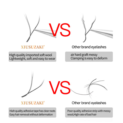 XIUSUZAKI YY Shape Three Split Tips Triple Top Interlaced Root Eyelash Extensions Eyelashes XIUSUZAKI YY Shape Three Split Tips Triple Top Interlaced Root Eyelash Extensions Eyelashes