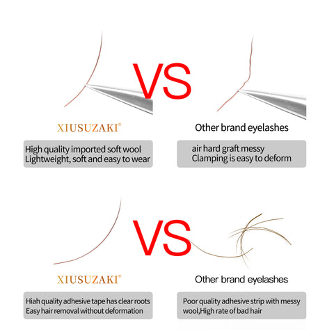 XIUSUZAKI Brown Color Split Tips Ellipse Eyelashes Super Soft Gentle Lashes XIUSUZAKI Brown Color Split Tips Ellipse Eyelashes Super Soft Gentle Lashes