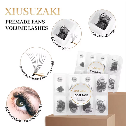 XIUSUZAKI Eyelash Extension Premade Fans 4D 5D Short Stem Loose Premade Volume Fans Lash XIUSUZAKI Eyelash Extension Premade Fans 4D 5D Short Stem Loose Premade Volume Fans Lash