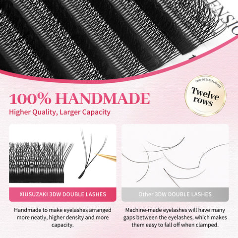 XIUSUZAKI W shape Lashes Eyelash Extensions Blister Premade eyelashes Extension Double Tips 3D W Lashes XIUSUZAKI W shape Lashes Eyelash Extensions Blister Premade eyelashes Extension Double Tips 3D W Lashes