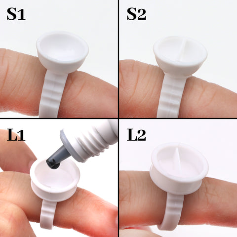XIUSUZAKI 100 Pcs/Pack Disposable Eyelashes Glue Ring Holder For Eyelash Extension Pallet Eye Lashes Lash Glue Rings Cup Tools XIUSUZAKI 100 Pcs/Pack Disposable Eyelashes Glue Ring Holder For Eyelash Extension Pallet Eye Lashes Lash Glue Rings Cup Tools