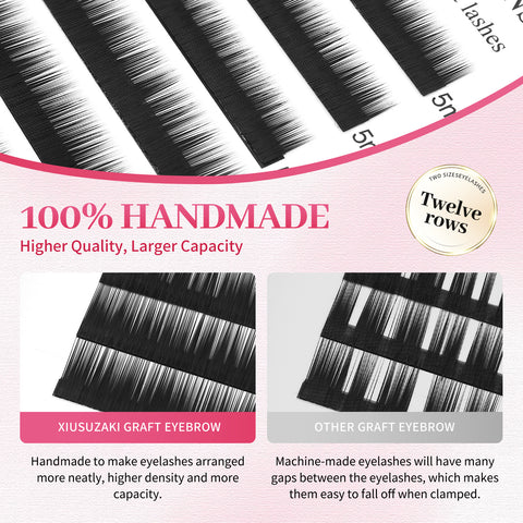 XIUSUZAKI 100% Handmade Twelve rows Recyclable Packaging Side Borderless Magnetic Buckle Graft Eyebrow XIUSUZAKI 100% Handmade Twelve rows Recyclable Packaging Side Borderless Magnetic Buckle Graft Eyebrow