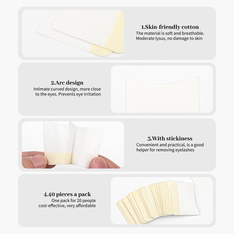 XIUSUZAKI 40pcs Cotton Disposable Under Eyelash Pad False Eyelashes Extension for Removing Grafting Eyelash Makeup Tools XIUSUZAKI 40pcs Cotton Disposable Under Eyelash Pad False Eyelashes Extension for Removing Grafting Eyelash Makeup Tools
