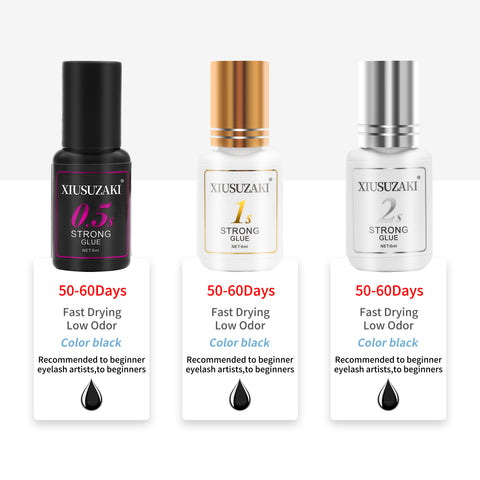 XIUSUZAKI 6ml 1 Second Fast Drying Strong False Eye Lash Extension Glue Adhesive Retention 5-7 Weeks Low Smell Mink Eyelash Glue XIUSUZAKI 6ml 1 Second Fast Drying Strong False Eye Lash Extension Glue Adhesive Retention 5-7 Weeks Low Smell Mink Eyelash Glue