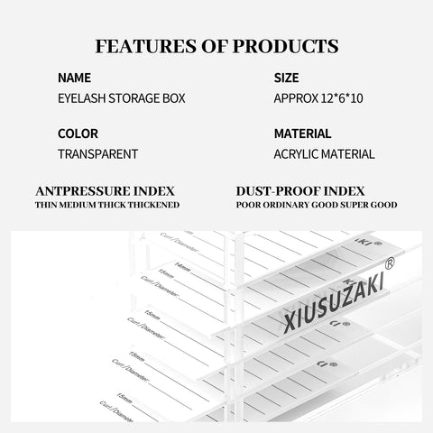 XIUSUZAKI False Eyelashes Storage Box 5 Layers Acrylic Pallet Lash Holder Display Stand Tools XIUSUZAKI False Eyelashes Storage Box 5 Layers Acrylic Pallet Lash Holder Display Stand Tools