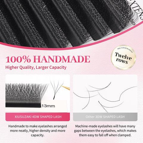 XIUSUZAKI Bloom Automatic Flowering Premade Fans Natural Soft Light Lashes Volume 4D W Shaped Eyelash Extensions XIUSUZAKI Bloom Automatic Flowering Premade Fans Natural Soft Light Lashes Volume 4D W Shaped Eyelash Extensions