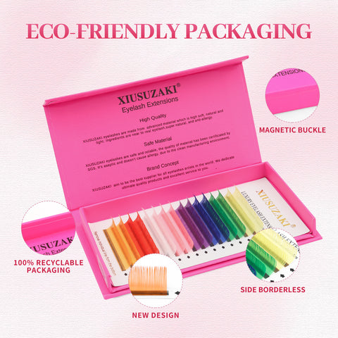 XIUSUZAKI 8 colors Mix color Eyelashes Make up soft Natural synthetic Mink Lashes supplies Eyelash color Extensions Rainbow XIUSUZAKI 8 colors Mix color Eyelashes Make up soft Natural synthetic Mink Lashes supplies Eyelash color Extensions Rainbow