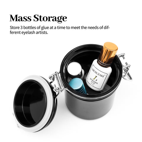 XIUSUZAKI Lash Glue Storage Container Airtight Adhesive Holder for Eyelash Extension Glues Hold 3 Adhesives Sealed Jar Tank Box XIUSUZAKI Lash Glue Storage Container Airtight Adhesive Holder for Eyelash Extension Glues Hold 3 Adhesives Sealed Jar Tank Box