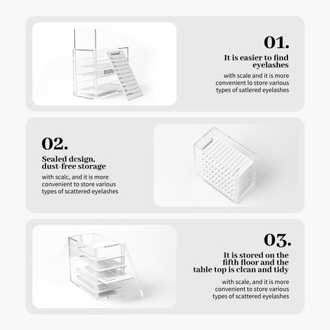 XIUSUZAKI False Eyelashes Storage Box 5 Layers Acrylic Pallet Lash Holder Display Stand Tools XIUSUZAKI False Eyelashes Storage Box 5 Layers Acrylic Pallet Lash Holder Display Stand Tools