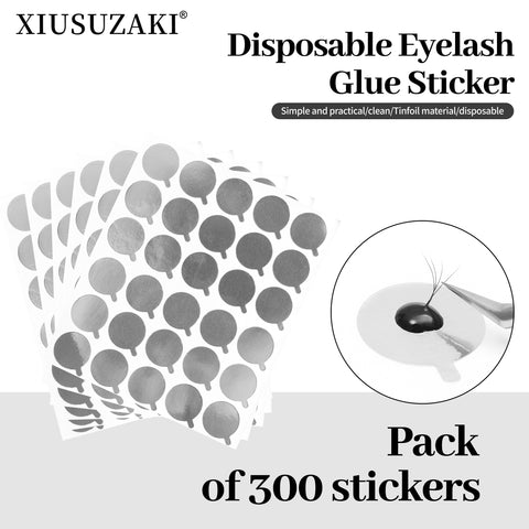 XIUSUZAKI 300Pcs Disposable Eyelash Glue Holder Foil Pallet Eyelash Extension Glue Pads Lashes Stickers XIUSUZAKI 300Pcs Disposable Eyelash Glue Holder Foil Pallet Eyelash Extension Glue Pads Lashes Stickers