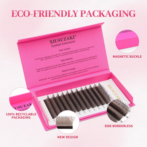 XIUSUZAKI Wholesale Private Label 3D W-shaped Eyelashes Extensions 3 tips C/D Curl Lash Eyelashes Brown Eyelash Extensions XIUSUZAKI Wholesale Private Label 3D W-shaped Eyelashes Extensions 3 tips C/D Curl Lash Eyelashes Brown Eyelash Extensions