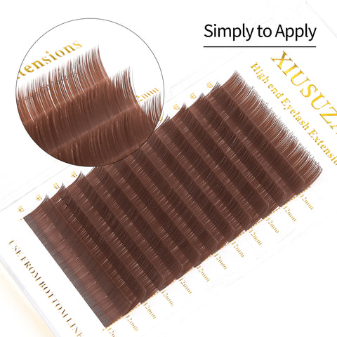 XIUSUZAKI Brown Color Split Tips Ellipse Eyelashes Super Soft Gentle Lashes XIUSUZAKI Brown Color Split Tips Ellipse Eyelashes Super Soft Gentle Lashes
