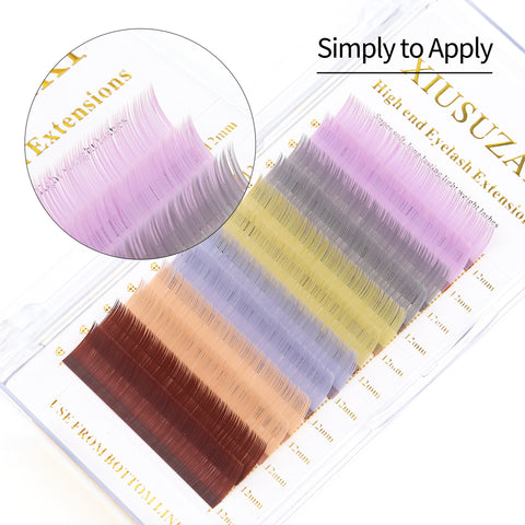 XIUSUZAKI Mix Color Eyelashes Make up High Quality Soft Natural Synthetic Mink Rainbow Eyelash Extension Supplies 6 Colors Mix XIUSUZAKI Mix Color Eyelashes Make up High Quality Soft Natural Synthetic Mink Rainbow Eyelash Extension Supplies 6 Colors Mix