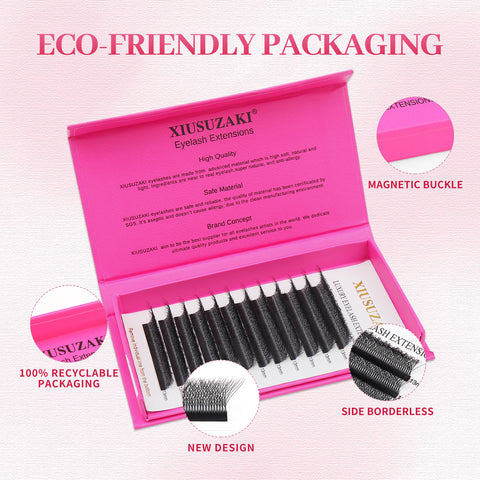 XIUSUZAKU 8D W-Shaped Eyelashes Extensions C/D Curl High Quality Idividual W-8D Lash XIUSUZAKU 8D W-Shaped Eyelashes Extensions C/D Curl High Quality Idividual W-8D Lash