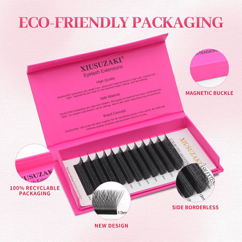XIUSUZAKI Bloom Automatic Flowering Premade Fans Natural Soft Light Lashes Volume 4D W Shaped Eyelash Extensions XIUSUZAKI Bloom Automatic Flowering Premade Fans Natural Soft Light Lashes Volume 4D W Shaped Eyelash Extensions