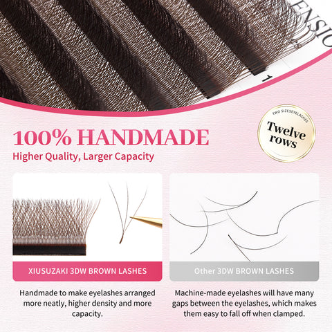 XIUSUZAKI Wholesale Private Label 3D W-shaped Eyelashes Extensions 3 tips C/D Curl Lash Eyelashes Brown Eyelash Extensions XIUSUZAKI Wholesale Private Label 3D W-shaped Eyelashes Extensions 3 tips C/D Curl Lash Eyelashes Brown Eyelash Extensions