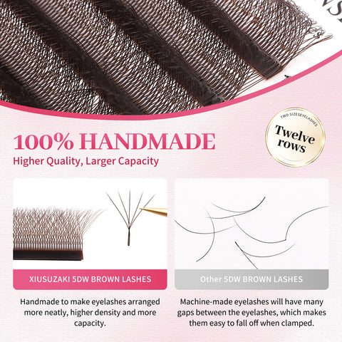 XIUSUZAKI Brown 5D W-Shaped Brown Eyelashes Extensions 5 Tip C/D Curl High Quality Idividual Lash XIUSUZAKI Brown 5D W-Shaped Brown Eyelashes Extensions 5 Tip C/D Curl High Quality Idividual Lash