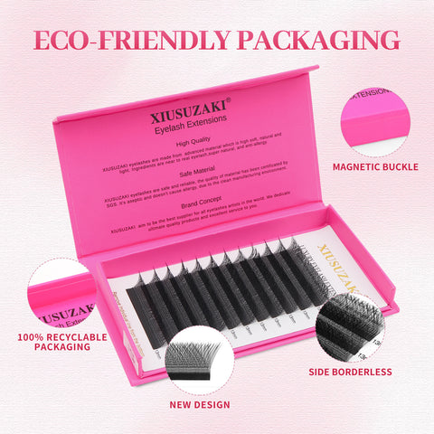 XIUSUZAKI Natural soft Light Bloom Automatic Flowering Premade Eyelashes Extensions Lash 3D W Shape Eyelash Extension XIUSUZAKI Natural soft Light Bloom Automatic Flowering Premade Eyelashes Extensions Lash 3D W Shape Eyelash Extension