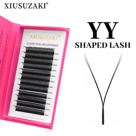 XIUSUZAKI YY Shape Hand Woven Premium Soft Light Natural Eyelashes Extension 2D Y Shape Lashes Black Brown Purple Blue Color YY Lashes XIUSUZAKI YY Shape Hand Woven Premium Soft Light Natural Eyelashes Extension 2D Y Shape Lashes Black Brown Purple Blue Color YY Lashes
