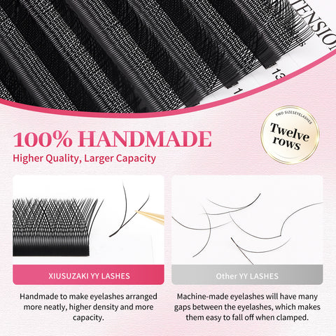 XIUSUZAKI YY Shape Hand Woven Premium Soft Light Natural Eyelashes Extension 2D Y Shape Lashes Black Brown Purple Blue Color YY Lashes XIUSUZAKI YY Shape Hand Woven Premium Soft Light Natural Eyelashes Extension 2D Y Shape Lashes Black Brown Purple Blue Color YY Lashes
