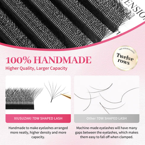 XIUSUZAKU 7D W-Shaped Eyelashes Extensions C/D Curl High Quality Idividual W-7D Lash XIUSUZAKU 7D W-Shaped Eyelashes Extensions C/D Curl High Quality Idividual W-7D Lash