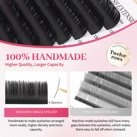 XIUSUZAKI Mix Soft Two Split-tips Dark Black Eyelash Extension Cashmere Eyelashes Lash Extension Supplies Ellipse Flat lashes XIUSUZAKI Mix Soft Two Split-tips Dark Black Eyelash Extension Cashmere Eyelashes Lash Extension Supplies Ellipse Flat lashes