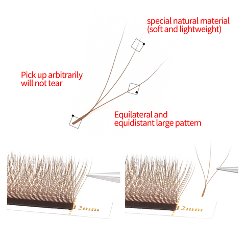 XIUSUZAKI Wholesale Private Label 3D W-shaped Eyelashes Extensions 3 tips C/D Curl Lash Eyelashes Brown Eyelash Extensions XIUSUZAKI Wholesale Private Label 3D W-shaped Eyelashes Extensions 3 tips C/D Curl Lash Eyelashes Brown Eyelash Extensions