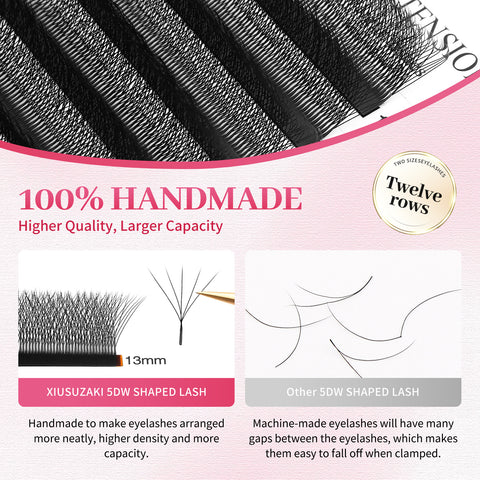 XIUSUZAKI Automatic Flowering W Shape Bloom 5D Premade Fans Eyelash Extensions Premium Natural Soft Light Full Dense Lashes XIUSUZAKI Automatic Flowering W Shape Bloom 5D Premade Fans Eyelash Extensions Premium Natural Soft Light Full Dense Lashes