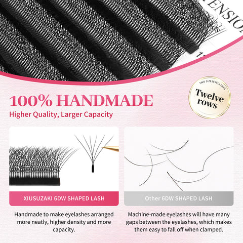 XIUSUZAKU 6D W-Shaped Eyelashes Extensions C/D Curl High Quality Idividual W-6D Lash XIUSUZAKU 6D W-Shaped Eyelashes Extensions C/D Curl High Quality Idividual W-6D Lash