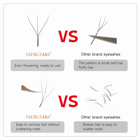 XIUSUZAKI Natural soft Light Bloom Automatic Flowering Premade Eyelashes Extensions Lash 3D W Shape Eyelash Extension XIUSUZAKI Natural soft Light Bloom Automatic Flowering Premade Eyelashes Extensions Lash 3D W Shape Eyelash Extension