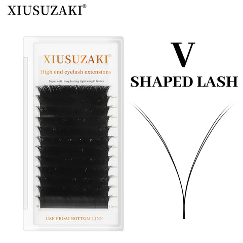 XIUSUZAKI V Shape Hand Woven Premium Soft Light Natural Eyelashes Extension Black  Purple Blue Color XIUSUZAKI V Shape Hand Woven Premium Soft Light Natural Eyelashes Extension Black  Purple Blue Color