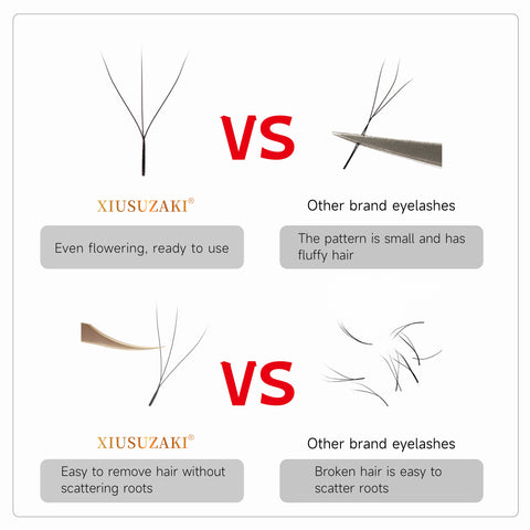 XIUSUZAKI Automatic Flowering W Shape Bloom 3D  Premade Fans Eyelash Extensions Premium Natural Soft Light Full Dense Lashes XIUSUZAKI Automatic Flowering W Shape Bloom 3D  Premade Fans Eyelash Extensions Premium Natural Soft Light Full Dense Lashes