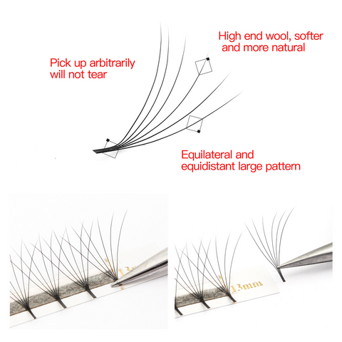 XIUSUZAKI Custom sharp Narrow Stem premade fans Eyelash Extensions 0.07mm 4-10D lash 12 rows Premade Fan Eyelash Extensions