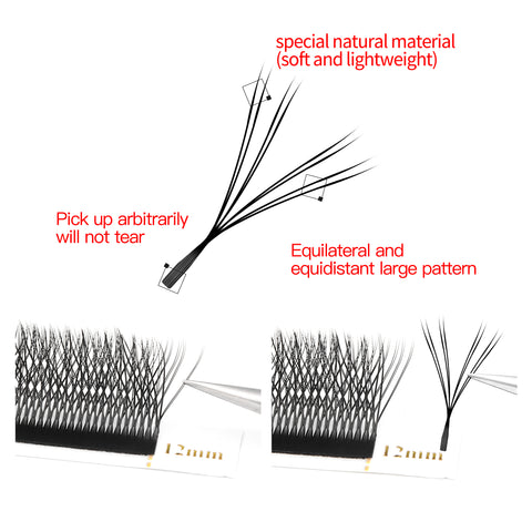 XIUSUZAKI Double Tips 4D W eyelashes W Shape Eyelash Extensions Blister Premade Fans