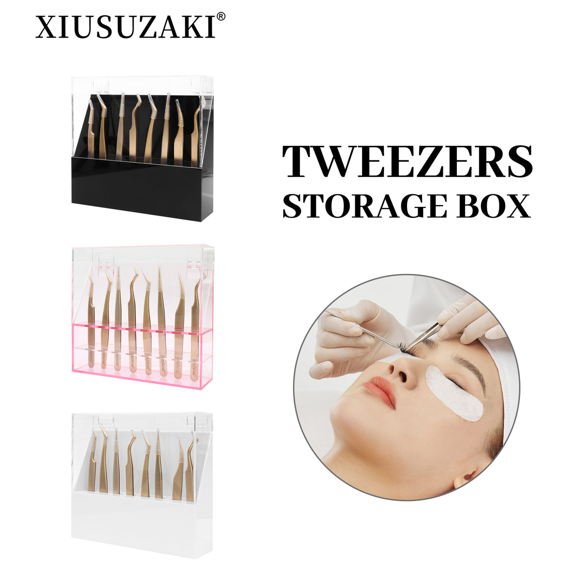 XIUSUZAKI Tweezers storage box 8 holes holder Eyelashes Makeup Professional Storage for Eyelash Extension Tweezers High Quality