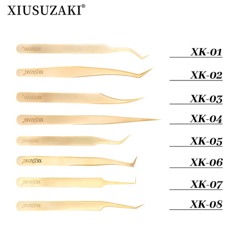 XIUSUZAKI High precision eyelash extension forceps, stainless steel eyelash 3D precise clip for makeup titanium alloy