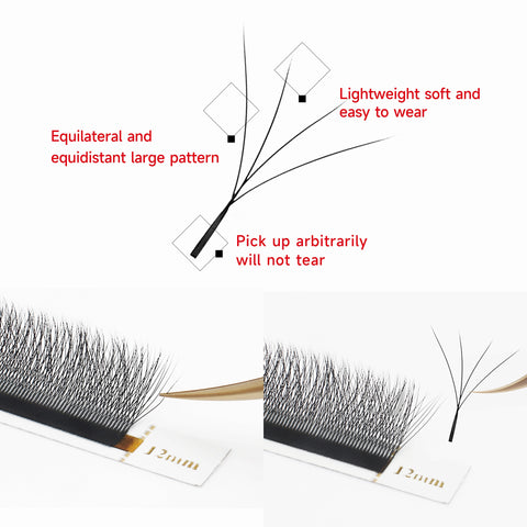 XIUSUZAKI Automatic Flowering W Shape Bloom 4D Premade Fans Eyelash Extensions Premium Natural Soft Light Full Dense Lashes