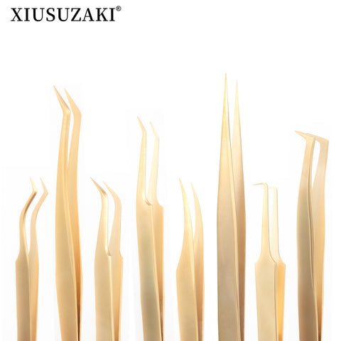 XIUSUZAKI High precision eyelash extension forceps, stainless steel eyelash 3D precise clip for makeup titanium alloy