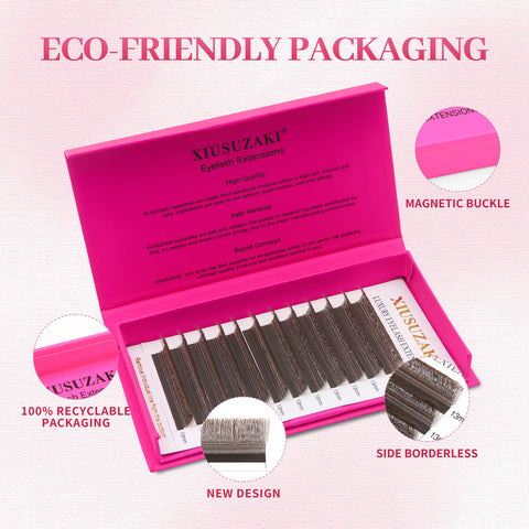 XIUSUZAKI Brown 4D U Shaped Eyelash Extensions