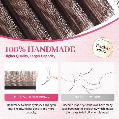 XIUSUZAKI Brown 3D U Shaped Eyelash Extensions