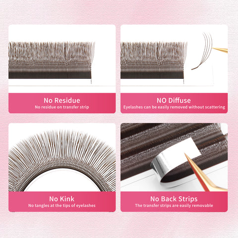 XIUSUZAKI Brown 4D U Shaped Eyelash Extensions