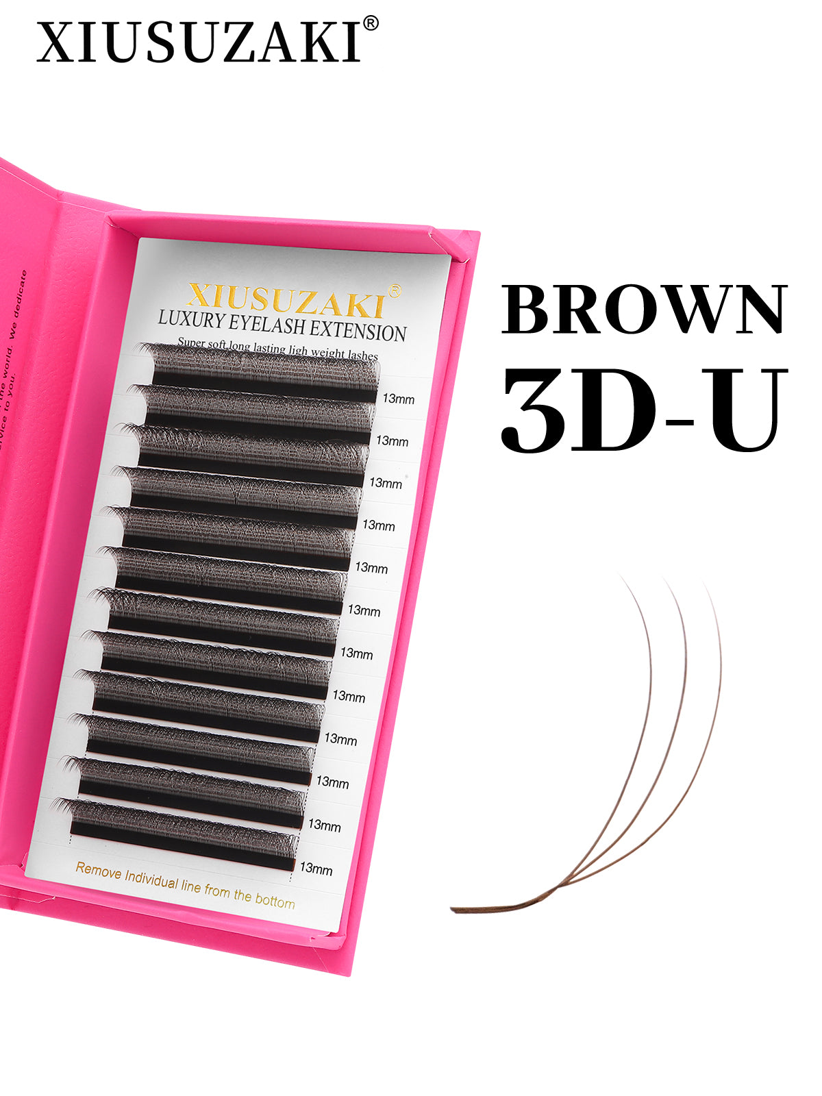 XIUSUZAKI Brown 3D U Shaped Eyelash Extensions