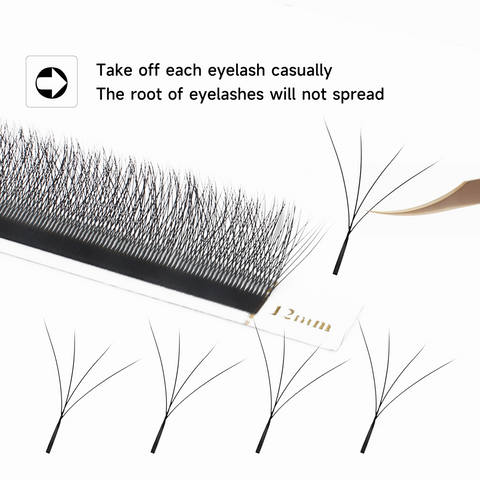 XIUSUZAKI Bloom Automatic Flowering Premade Fans Natural Soft Light Lashes Volume 4D W Shaped Eyelash Extensions