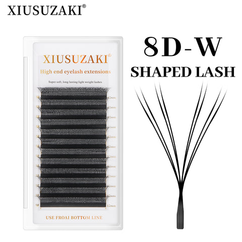 XIUSUZAKI 8D W-Shaped Eyelashes Extensions 8 Tip C/D Curl High Quality Idividual Lash