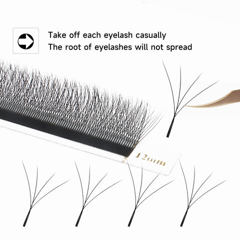 XIUSUZAKI Automatic Flowering W Shape Bloom 4D Premade Fans Eyelash Extensions Premium Natural Soft Light Full Dense Lashes