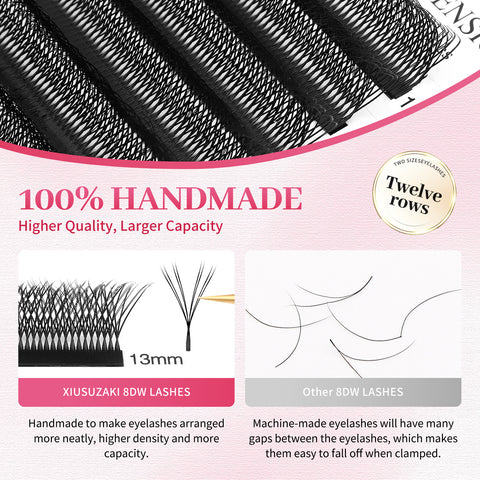 XIUSUZAKI 8D W-Shaped Eyelashes Extensions 2-4D Tip C/D Curl High Quality Idividual WLash