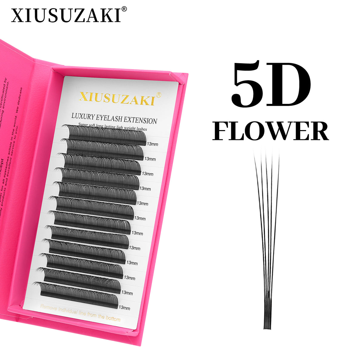 XIUSUZAKI 5D Flower Fairy Flora Lashes Cluster Classic Individual Eyelash Extension Carton LashesMatte Black Professional Soft Natural