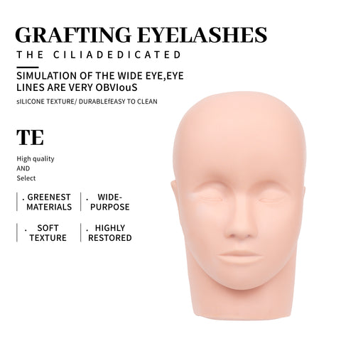 XIUSUZAKI Fake Head Mould Mannequin Head Training Makeup Model Rubber Eye Facial Eyelash Eyelash Extension Makeup Practice Heads